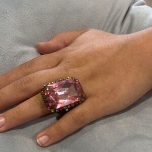 Pink Statement Ring with Ornate Setting